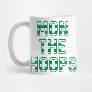 Mon The Hoops, Glasgow Celtic Football Club Green and White Striped Text Design Mug